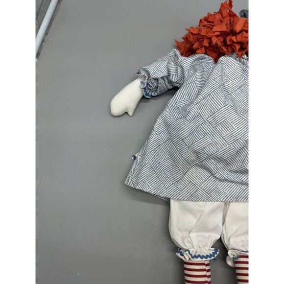 Vintage Handmade Raggedy Ann Cloth Doll Red Hair & Striped Stockings 21" READ - Picture 5 of 8